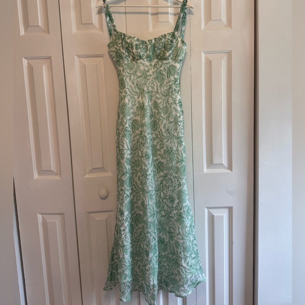 Margo Midi Dress - Green Flower
